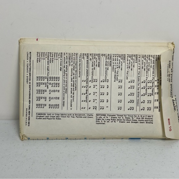 Vtg 70s Butterick Womens Sewing Pattern Pajama Robe Lingerie sz 16 Uncut - Picture 4 of 5